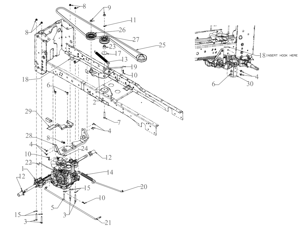 Drive Diagram and Parts List for XT1-LT46KH (13APA9CT210)(2020) Cub Cadet Lawn Tractor